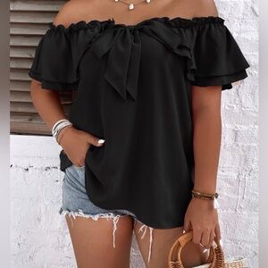 SHEIN Black Ruffled Blouse